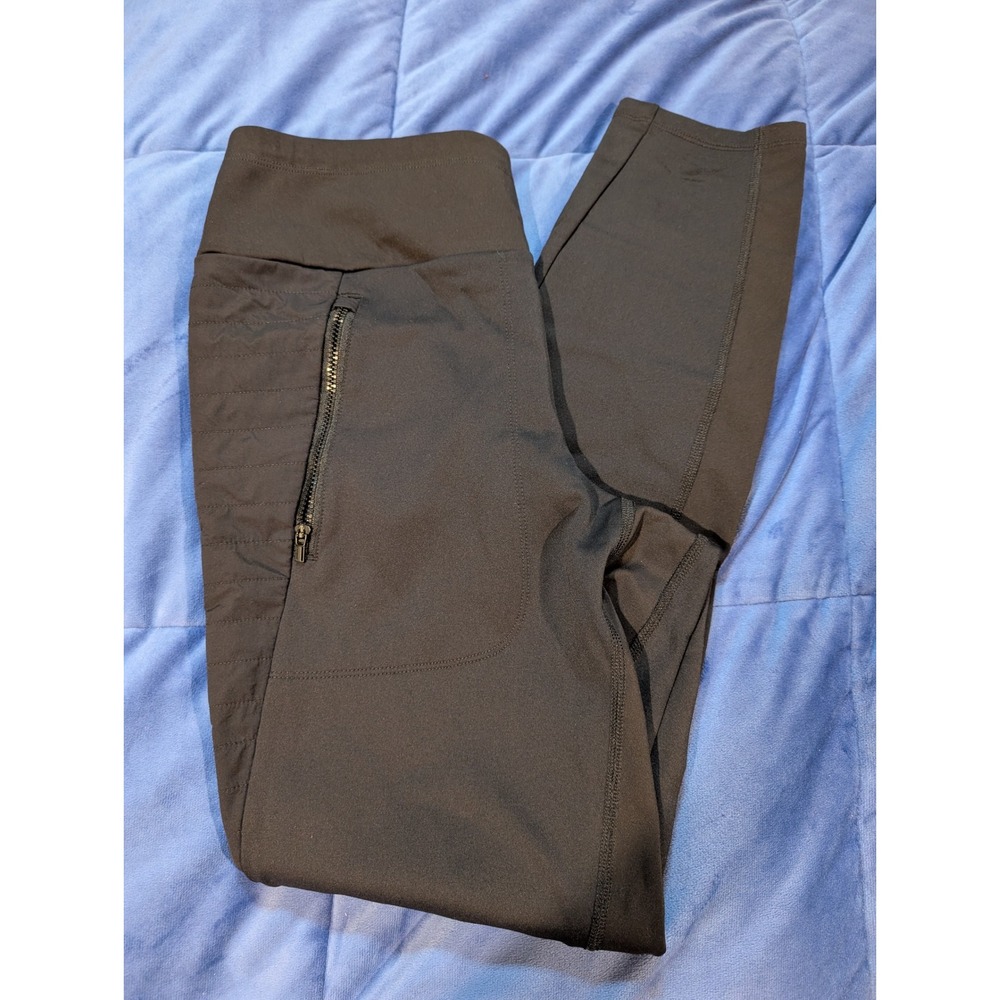 Athleta Peak Hybrid Fleece Womens Size‎ M Black High Rise Zip Pocket Legging
